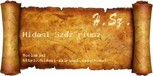 Hidasi Szíriusz névjegykártya